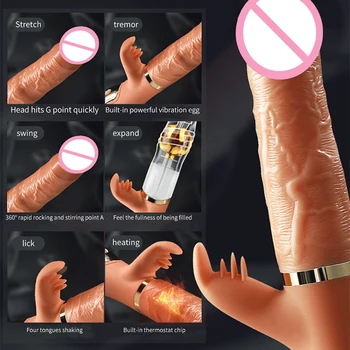 Sexsure Limba Dildo Vibrator Vaginal punctul G, Clitorisul Supt Lins Adult Jucărie pentru Femei Încălzire Penis artificial Vibratoare Mașină de 10inch