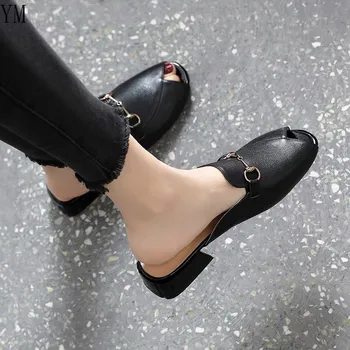 Sexy Catâri Pantofi Femei cu Toc Pătrat Sandale de Vara Diapozitive Doamnelor 2021 Sexy Peep toe Zapatillas Casa Mujer sunt sensibili 35-40