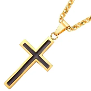 Simplu clasic de Moda Cruce din Oțel Inoxidabil Colier de Aur cu Pandantiv Bijuterii pentru Femei Partid Bijuterii