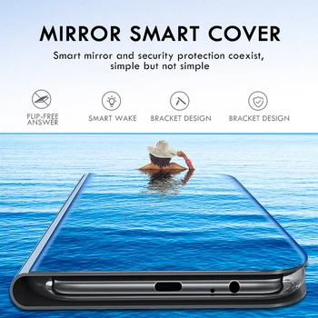 Smart Mirror Caz Flip Pentru Xiaomi Poco X3 NFC Caz din Piele Pentru Xiaomi Poco M3 F2 Pro Acoperi Coque