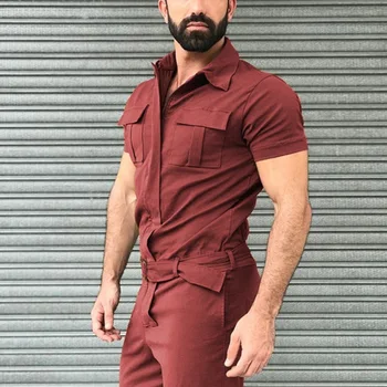 Solid de Culoare Moda 2021 Bărbați Largi Picior Liber Siamezi Pantaloni Maneca Lunga Buzunar Strada Rochie de îmbrăcăminte de Lucru pentru Bărbați Salopeta