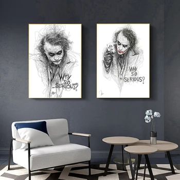 Star De Cinema Joker De Benzi Desenate Schiță De Ce Atât De Gravă Heath Ledger Pictura Panza Printuri De Arta De Perete Tablou Living Decor Acasă