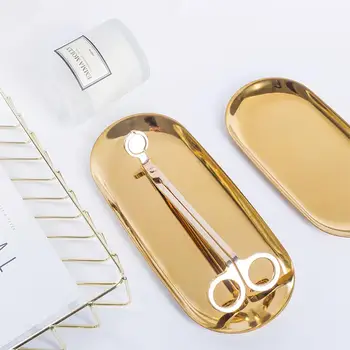 Stil Nordic Oval Din Inox Tava De Stocare Simple, Elegante, Bijuterii Cercel Gustare De Metal De Aur A Afișa Tava Morden Decor Acasă