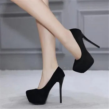 Super pantofi cu tocuri de turma platforma pantofi cu Toc pompe de femei club de noapte subțire toc sexy plus dimensiune 14cm tocuri inalte