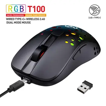 T100 cu Fir 2.4 G Wireless Dual-mode Mouse-ul RGB Orbire Mouse de Gaming Reglabil DPI10000 Gol Celulare Mouse-ul Pentru PC/Calculator