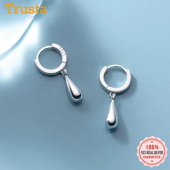 TrustDavis Real Argint 925 Moda Picături de Apă Mici Hoop Cercei Pentru Femei Nuntă Cadou Bijuterii DB1225