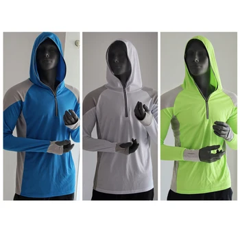 TRVLWEGO Pulover Tricouri Pescuit Îmbrăcăminte Respirabil protecție Solară Bărbați Uscare Rapidă UPF 50+ Maneca Lunga cu Gluga de Pescuit Tricouri