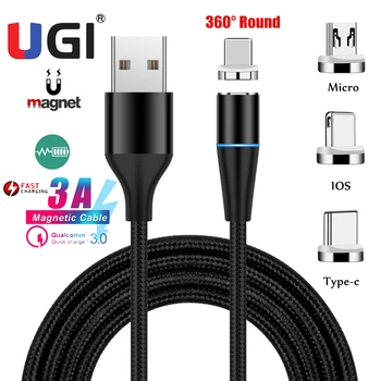 UGI 3A Magnetic Cablu Pentru IOS Micro USB de Tip C USB C Cablul de încărcare pentru Telefonul Mobil Android Fast Cablu de Încărcare Pentru Samsung Oneplus