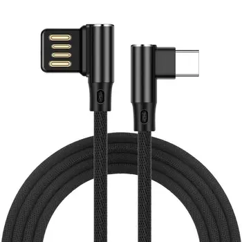 UGI Cot Dublu USB de Încărcare Cablu L-Linie Curbă Tip C C Cablu USB de Date de Sincronizare Împletite Pentru Samsung Xiaomi RedMi Huawei HTC Oneplus