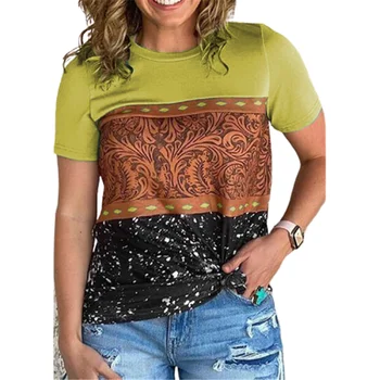 Vara Femei Vintage Imprimate Cu Maneci Scurte O Gât T Cămașă Casual De Top Plus Dimensiunea Femei De Stradă Tee De Bună Calitate, Moale T-Shirt, Blaturi