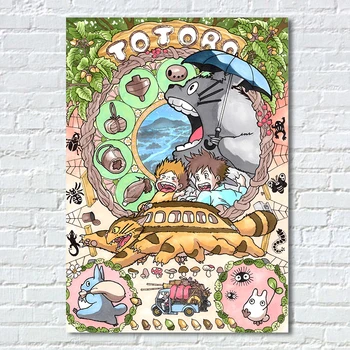 Vecinul meu Totoro Poster, Miyazaki Manga Postere de Film, Tonari no Totoro tesatura Printuri de Arta de Perete Copii Decor Dormitor Poze