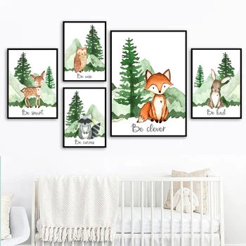 Vulpe, Iepure, Cerb Raton Bufnita Animale De Pădure Nordic Poster De Perete De Arta De Imprimare Panza Pictura Fata De Perete Poze Baby Decor Camera Pentru Copii