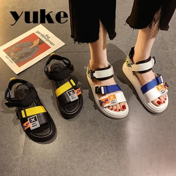 YUKE Vara Femeie Sandale Fashion Catarama Respirabil Non-alunecare Doamnelor Flats Sandale Casual Handmade Stil Sport Cool Pantofi pentru Femei