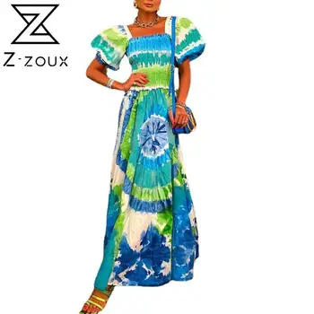 Z-ZOUX Femei Rochie Temperament Rochie de Epocă Digitală Imprimare Rochii Maxi Manșon de Puf de Talie Mare Libertate Rochii de Vară 2021