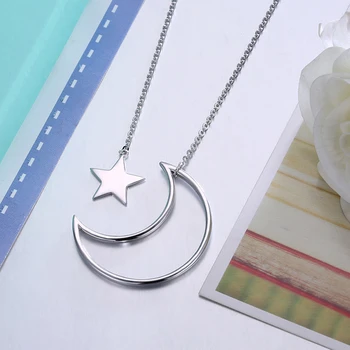 ZEMIOR Argint 925 Coliere Pentru Femei Big Moon Stele Mici Colier de Vânzare la Cald Simplu Cadou Bijuterii Fine Nouă Listă