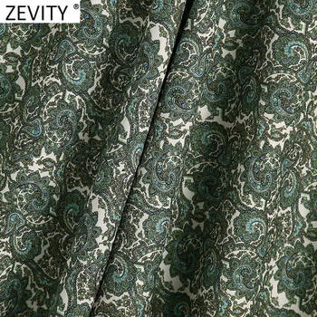 Zevity Femei Vintage Totem Print Floral Verde Fusta Midi Faldas Mujer de sex Feminin Chic Talie Elastic Petrecere Vestido de Brand Fusta QUN757