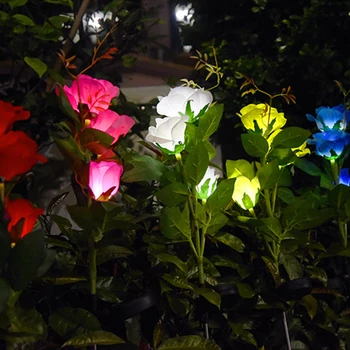 În aer liber, Grădină cu Gazon, cu Decor IP65 rezistent la apa Alimentate Solar cu 3 LED-uri a Crescut de Flori de Lumină Solară Stâlpului de Lumină Led-uri Solare Stick Lumini