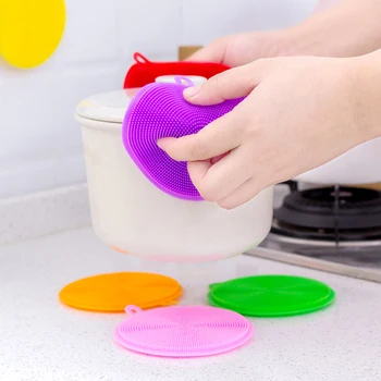 1 buc Multifunctionala Perie de Silicon de Bucătărie de spălat Vase Perii de Silicon Mat de Aprovizionare Pad Legume Fructe Oală Castron Perie de Curățare