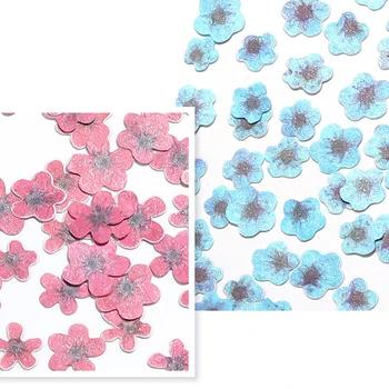 1 Cutie/50 Piese Colorate De Flori Pastă De Lemn Fulgi De Unghii Autocolant Simulare Flori Modele Unghii Paiete Manichiura Instrumente De Decor Cald