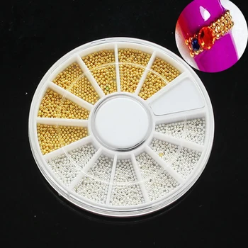 1 Roata de Unghii Mici Oțel Caviar Margele 1mm 3D Minge de Perle de Proiectare a Crescut de Aur de Argint Bijuterii din Metal Manichiura DIY Decoratiuni VI-GT