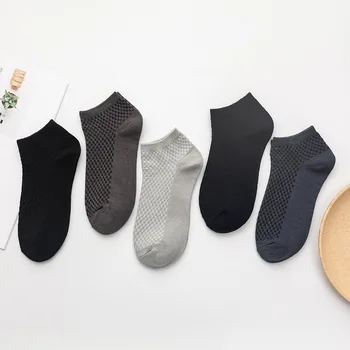 10 perechi de fibre de bambus pentru bărbați șosete scurte glezna afaceri negru bărbați șosete de vară respirabil bărbați formale pantofi din piele 38-44
