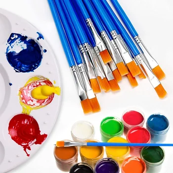 100 Buc Plat Pensule Set Copii Nailon Păr Acrilice Mici De Ulei Acuarelă Artist Pictura Kituri