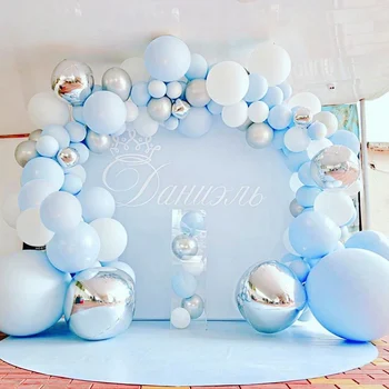 105pcs Albastru Argintiu Balon Ghirlanda Arc Kit Ziua Balon Ghirlanda Decor Petrecere de Nunta, Baloane Set Pentru Copii Copil de Dus