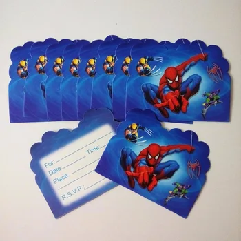 10buc/punga Spiderman Albastru Carte de Invitație Favoruri de Partid Băiat Ziua de nastere de Copii Decor Provizii pentru Petrecere Copil de Dus Favoare