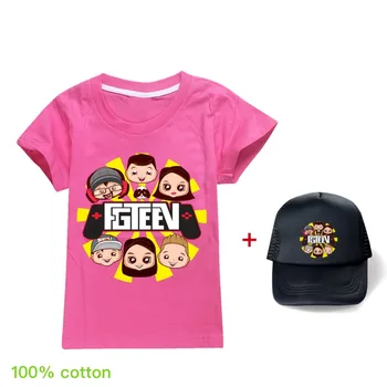 12 Culori Unisex FGTEEV Haine Copii Baieti Fete Bumbac T-shirt pentru Copii Îmbrăcăminte de Modă Topuri de Vara Casual, Teuri+palarie de soare