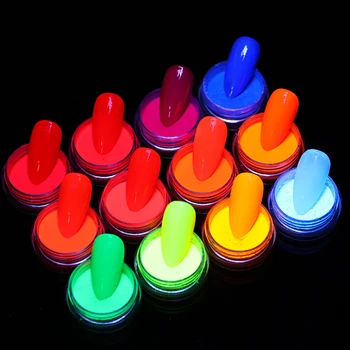 12 Cutii Neon Pigment Pulbere Set Fluorescente de Unghii Sclipici Stralucitor Ombre Chrome Praf DIY Gel de unghii Pentru Unghii Art Decor 6 Cutii