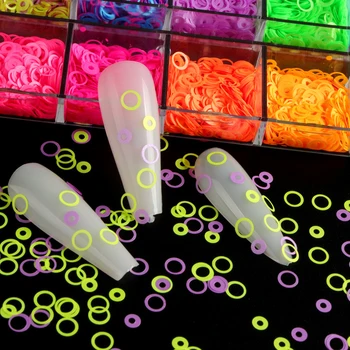 12 Grile de Fluorescență de Unghii Sclipici Fulgi de Paiete Neon Cerc Gol Unghii Sclipici Fulgi de Praf pentru Unghii Acrilice Instrumente