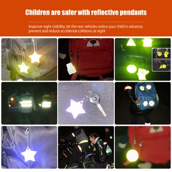 12pcs de Culoare Aleatorii de Siguranță Reflector Pandantiv Stea de Siguranță Reflector Copii Reflector Pandantiv pentru ghiozdan Rucsac Ciclism Funcționare