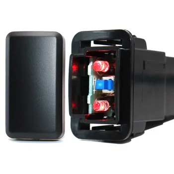 12V Comutator Buton ON-Off Albastru/Verde/Rosu cu iluminare din spate cu Conector de Sârmă pentru Toyota (Dimensiuni:39mm x 21mm),Acoperire Gol (Fără Model)