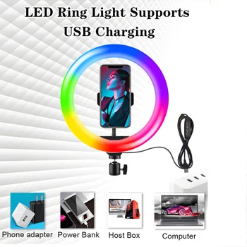 13 Inch RGB Lumină Inel Trepied 10 Inch LED Lumină Inel Selfie Inel de Lumina cu Stand RGB 26 Culori Lumina Video pentru Youtube Tik Tok