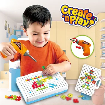 147Pcs Șurub de Foraj Puzzle 3D Jucarii Pentru Copii Creative DIY Mozaic Puzzle Jucării Pentru Băieți Copii Simulare Instrumente Jucarii Educative
