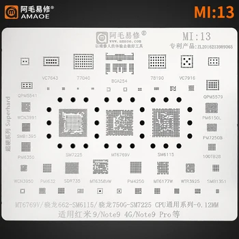 14pcs BGA Reballing Șablon Șablon pentru Xiaomi 10/9/8/6 11 11P Note8 SDM710 SM8250 K20 K30 PRO Notă 2 /3/4/4x/5/MIX Redmi MI4