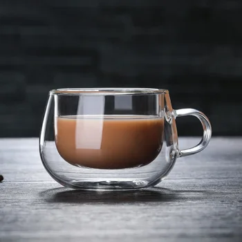 150ml Dublu-strat Termic Ceașcă de Sticlă Rezistente la Căldură Ceai, Cafea, Lapte Bea de Izolare Rezistente la Căldură Cana cu Maner Drinkware