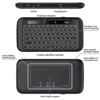 2.4 Ghz Mini Tastatura Wireless Cu Touchpad Mouse Combo 7 Culoare Regla Auto-Rotație Atingeți Panou De Telecomandă De Mână Mouse-Ul