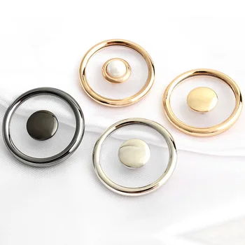 2 buc/lot Margine de Metal Butoane Transparente cu Coadă Butoane Rotunde 20mm 30mm Negru Aur Argint pentru Îmbrăcăminte, Accesorii de Cusut