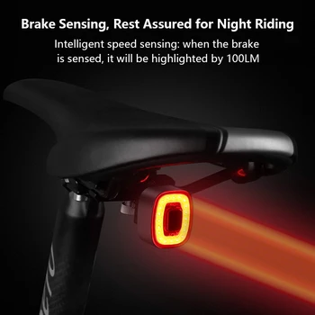 2021 Biciclete Coada Lumina Mountain Bike Inteligent Senzor Lumini de Frână de Încărcare USB Lumini Impermeabil de Siguranță de Avertizare Accesorii