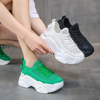 2021 Noua de Pantofi pentru Femei de Moda de Vară Platforma Adidași Dantela-Up Indesata Adidași ochiurilor de Plasă Respirabil de Moda pentru Femei Pantofi Vulcaniza