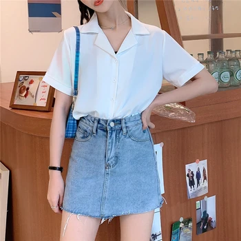 2021 Vară Șifon Tricouri Femei coreene Chic Elegant Crestate Maneca Scurta Bluze Largi de sex Feminin Casual, Haine Supradimensionate Sus 5XL