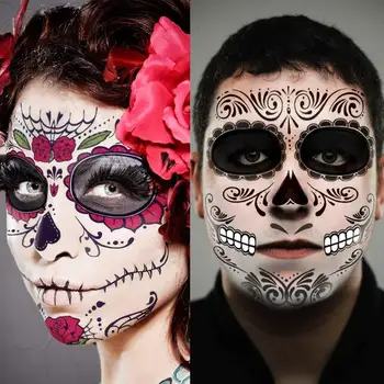 2PC Halloween Impermeabil Tatuaj Temporar Autocolant Facial machiaj Special de Zi Fata de Mort Skull dress up Halloween Halloween