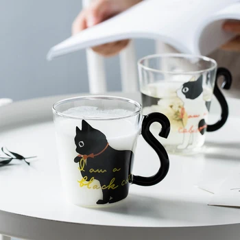 300ml de Desene animate creative drăguț Pisica cana de Cafea ceai lapte Pahar de apă ceașcă vin Roșu, bere, pahare de sampanie pentru copii sticlă reutilizabile