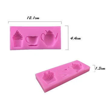 3D Ceainic Ceasca de Brioșe din Silicon Fondante Mucegai Tort de produse de Patiserie Decor Zahăr Ambarcațiunile de Mucegai de Copt Instrumente