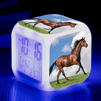 3d Imprimate Cal Papusa Ceas cu Alarmă cu LED-uri Anime Figurine Colorate de Lumină Cifre Jucarii Pentru Copii Cadou Ceasul de Animale