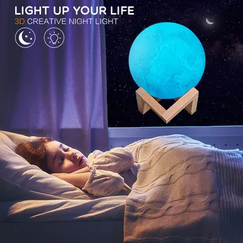 3D Luna Lumina de Noapte LED Lampa USB de Reincarcare Atinge Pat Și Control de la Distanță Galaxy Light Copii Creative de Cadouri Pentru Dormitor Decor Acasă