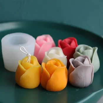 3D Tulip Mucegai Hand-made Lumânări Aroma Ceara Săpun Forme Reutilizabile Manual de Luare a Mucegai DIY Lumânare Săpun Ambarcațiunile de Mucegai