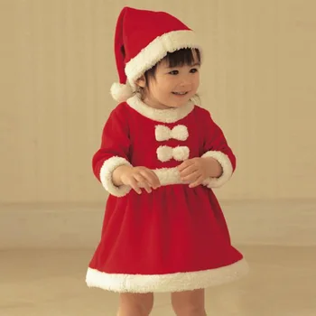 3pcs Copil Nou-născut Fete, Haine Nou Copil de Crăciun Moș Crăciun Rochie + Pălărie Costum Costum de Crăciun Bebe Bebes Îmbrăcăminte Set Roupa