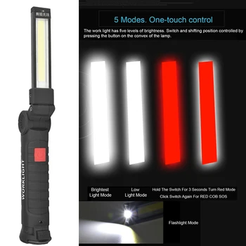 45000LM Portabil Lumina de Lucru Magnetic Coada Lanterna USB Reîncărcabilă Lampă de Lucru Baterie Built-in Lanterna Pliabil COB LED Lanterna